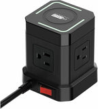 Uncaged Ergonomics Wireless Charger Cube Power Strip with USB Ports & Surge Protection, 10ft Extension Cord, 4 AC Plugs, 3 USB Ports (1C), Fast Charging, On/Off Switch, Nightstand Charger Station