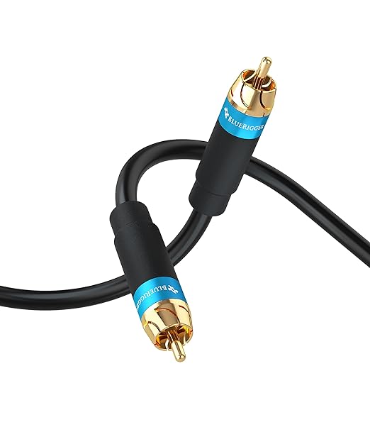 BlueRigger RCA Audio Subwoofer Cable (50FT, Dual Shielded, Gold Plated RCA Connectors) – for Subwoofer, Amplifier, Home Theater