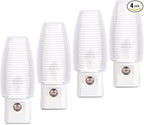 Emotionlite Plug in Night Light, Warm White LED Nightlight, Dusk to Dawn Sensor, Kids, Nursery, Bedroom, Bathroom,Hallway, Stairs, Kitchen, 4 Pack