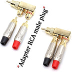 LOCHSOEL RCA Splitter Adapter,Right Angle RCA Male to 2 Female AV Splitter Adapter Gold Plated Connector(2Pack)