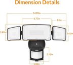 LEPOWER LED Motion Sensor Security Lights, 3 Head Motion Detected, 38W, 4200LM, Waterproof IP65, 5500K, Full Metal for Outdoor, Garage, Porch, Yard (Black)
