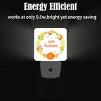 FSHVQKD Hello Autumn Night Light,Plug Into Wall with Dusk to Dawn Light Sensors, Warm Nightlights for Bedroom, Bathroom, Hallway, Kitchen, Gifts Ideal for Boys Girls Women Men