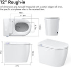 WANSID Compact Smart Toilet With Bidet, Heated Seat, Auto Open/Close Lid, Blackout Flush, Warm Water & Air Dry Function, One-piece Toilet with Tankless Design, Space-Saving, Night Light