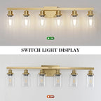 DIKAIDA 6 Light Gold Bathroom Vanity Light,Bathroom Light Fixtures, 38" Modern Brushed Gold Vanity Lighting Fixtures for Bathroom Over Mirror, Gold Sconces Wall Lighting for Bedroom