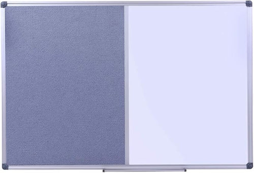 36 x24 inch Cork & Dry Erase Combo Board - Magnetic Whiteboard & Grey Bulletin Board for Office, Home, Classroom | Wall-Mountable with Aluminum Frame & Pen Tray