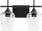 VONLUCE Bathroom Vanity Light, 2 Light Bathroom Light Fixture Over Mirror, Bathroom Wall Lamp with Clear Glass, Modern Black Vanity Lighting fixtures for Bathroom, Bedroom, Hallway