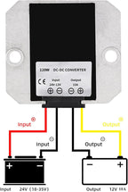 MGGi DC 24V to 12V 10A 120W Voltage Buck Converter Waterproof Power Transformer, Step Down Voltage Reducer, Regulator Power Supply Module Buck Transformer, for Golf Cart, forklifts, Car