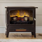 Country Living Infrared Freestanding Electric Fireplace Stove Heater in Bronze | Multiple Flame Colors, Metal Design with Faux Wooden Logs | Alexa/WiFi Enabled - Remote Included