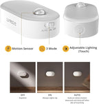 Lyridz Rechargeable Motion Sensor Night Light, Cool White LED Stick-on Closet Light with Dusk to Dawn Sensor, 1-20LM Stepless Adjustable Brightness for Bedroom, Wall, Kitchen, Stairs, Hallway, 2-Pack