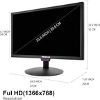 SKitphrati 15.6 Inch Small Computer PC Monitor, 1366x768 Video Screen With HDMI VGA BNC Ports, VESA Mounting, NVR/DVR for Home Office, Built-in Speakers