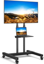 Rfiver Mobile TV Cart Rolling TV Stand for 32-83 Inch Screens up to 110lbs, Portable TV Stand on Wheels with Height Adjustable Shelf, Outdoor TV Stands Mount for Home Office MAX VESA 600x400mm, Black