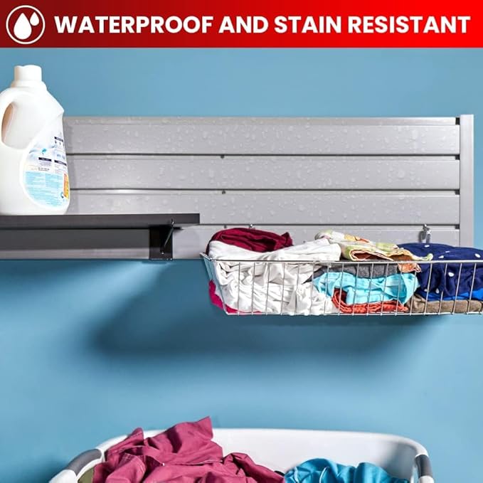 DLDIRECT 3 Colors - White Slatwall Panel Garage Organizer: Heavy Duty Wall Mounted PVC Rack, Interlocking Slat Paneling for Garage Storage, Slotwall Board, Shelves System