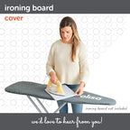 oliso Ironing Board Cover – 100% Cotton with Professional Felt Pad, Fits Standard 54" x 15" Boards – Secure Fit with Wide Elastic Edge & Adjustable Straps – Grey