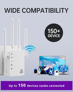2026 WiFi Extender Signal Booster for Home, 10X Faster New Wireless Long Range Amplifier, Covers up to 13888 sq.ft, WiFi Repeater with Ethernet Port & EasyMesh, Easy Setup