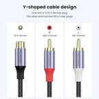 MOSWAG RCA Splitter 1 Female to 2 Male 2 Pack, RCA Y Splitter Audio Video Cable Splitter Adapter for Amplifiers, Gaming Consoles, CD Player, Subwoofer, Home Theater, HDTV