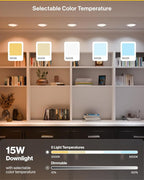 Sunco 48 Pack LED Disc Lights Ceiling 6 Inch, Flush Mount Disk Light, Recessed Can Lighting, 1050 LM, 15W (75W Equivalent), Selectable CCT 3000K/4000K/5000K/6000K/6500K, Dimmable, Damp Rated ETL.