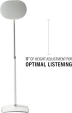 Sanus Height Adjustable Speaker Stand for Sonos Era 300™ - 17" Height Adjustment Sonos Stand Includes Carpet Spikes & Rubber Pads - Easy DIY Install Comes w/All Hardware - White