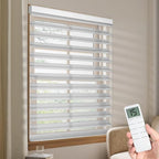Tokblind Motorized Sheer Shade with Remote Control, Light Filtering Electric Roller Blinds Compatible with Alexa via Hub, Rechargeable Smart Window Shade Custom Size (Light Filtering Silver)
