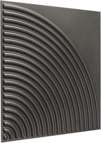 From Plain To Beautiful In Hours 9002 Arc Swell PVC 12 in x 12 in Peel and Stick Wall Panels (Covers / 10 sq.ft), Metallic Grey, 10 Piece