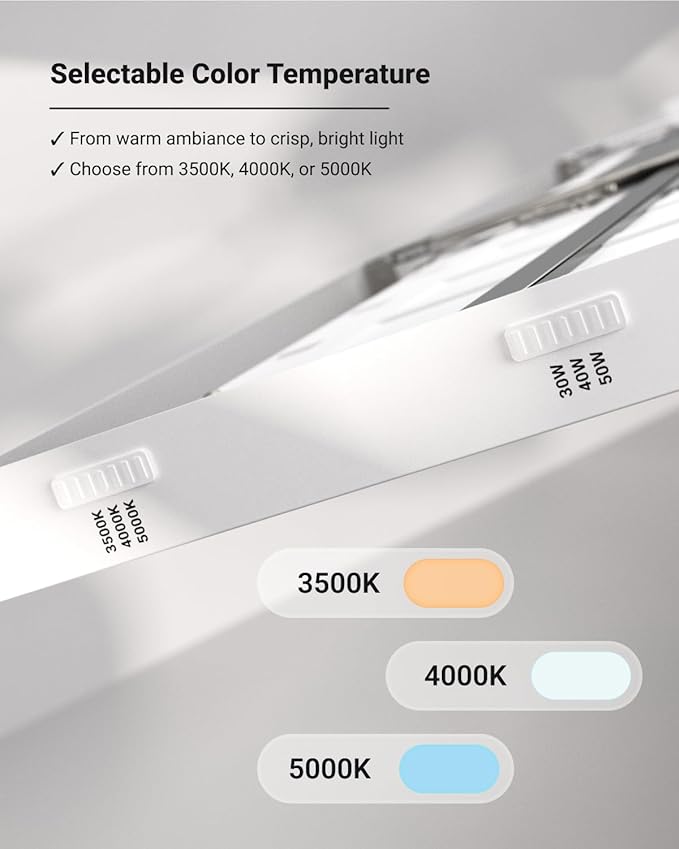 Sunco 1x4 LED Flat Panel Light Fixture 50W Selectable Brightness 3750/5000/5700LM Selectable Color Temperature 3500K/4000K/5000K 0-10V Dimming Matte White Drop Ceiling Office Lights ETL 2 Pack