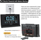 DreamSky Alarm Clocks for Bedrooms with Battery Backup, Auto Set Digital Clock with Date and Day of Week, Temperature, USB Port, Auto DST, Dimmer, 12/24H