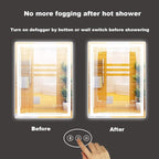 24''X32'' LED Bathroom Mirror with Lights, Built-in Bluetooth Speaker, Anti-Fog Dimmable 3 Lights Setting Backlit + Front Lit, Lighted Vanity Makeup Wall Mirrors, Shatter-Proof IP65 Waterproof