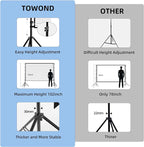 TOWOND Projector Screen and Stand, 120 inch Outdoor Projection Screen, Portable 16:9 4K HD Rear Front Movie Screen with Carry Bag Wrinkle-Free Design for Home Theater Backyard Cinema