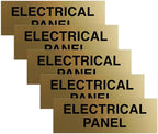 All Quality Basic Electrical Panel Sign - Fire Regulation Safety Compliance Sign - Brushed Gold - Large (5 Pack)