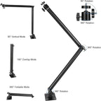 Mippko Articulating Camera Wall Mount with 1/4"-20 Threaded Compatible with DSLR/Security/Webcam/Action/LED Light/CCTV POV Camcorder Cameras,Adjustable Aluminium Alloy Arm Metal Base