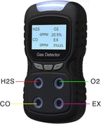 Vzmcov 4 in 1 Gas Detector, Rechargeable Portable 4 in 1 Gas Clip 4-Gas Monitor Meter Tester Analyzer Sound Light Shock