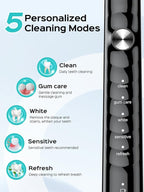 COSLUS Sonic Electric Toothbrush for Adults: 47000 VPM for Deep Cleaning & Whitening with Travel Case - 5 Modes for Sensitive Teeth & Braces, Wireless Charging, 6 Brush Heads for Family, Black (1PC)