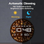 Timethink 12 Inch Butterfly Digital Wall Clock Large Display, Monarch Butterflies Entomology Nature Insect Electric Wall Clock with Temperature, Smart Dimming, Date, 12/24hr, Plug in LED for Kitchen
