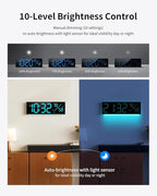 Digital Wall Clock, Large Display Digital Clock with 11 RGB Colors, Wall Clock with Night Light, Alarm Clock, Date, Week, Temp, DST for Living Room, Bedroom, Classroom Decor, Gift for Senior Mom Dad
