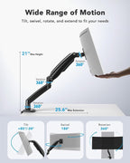 HUANUO Single Monitor Arm for 13-49 inch Screens, Ultrawide Computer Monitor Mount Holds 26.48 lbs, Upgraded Adjustable Stand with USB, C-Clamp & Grommet Base, VESA 75x75 or 100x100mm