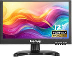 Suprlipy 12 Inch Mini Small HDMI Monitor 1920x1080 16:9 IPS Metal Housing LCD Display Screen Support HDMI/VGA/AV/BNC Input Built-in LounSpeakers for PC CCTV Security Camera RasPi