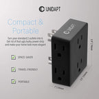 Multi Plug Outlet Splitter, Unidapt Multiple Outlets Extender Adapter with 6 AC Sockets, Side Splitter Box, Wall Power Plug Expander for Home Hotel Office Dorm Essentials, 2-Pack (Black)