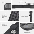 HUION Keydial Mini Bluetooth Programmable Keypad with Dial 5 Keys Anti-ghosting 18 Customized Keys, Wireless Shortcut Keyboard for Drawing Tablet, PC, MacBook, Surface Pro, Laptops