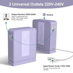 BESTRANS 3000W Step Up Transformer 110v to 220v Converter, Heavy Duty Voltage Converter 110v-120v to 220v-240v with Dual Outlets, Overload Protection & Ultra-Quiet for Home Appliances, Light Purple