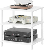 3-Tier AV Media Player Stand, white Stereo Cabinet, Modern Stereo Cabine,Game Console Shelf,Wooden TV Stand,Multifunctional Entertainment Center, Suitable for Home, Conference Room, Game Studio