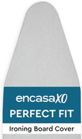 Encasa XO Ironing Board Cover and Pad 54"x15" - 4mm Felt & 2mm Foam Metallized Silver Iron Board Cover with Padding - Heat & Scorch Resistant, Non Slip, Bungee Elasticated, 3 Fasteners Silver Luxury