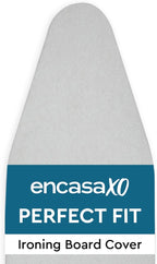 Encasa XO Ironing Board Cover and Pad 49"x18" - 4mm Felt & 2mm Foam Metallized Silver Iron Board Cover with Padding - Heat & Scorch Resistant, Non Slip, Bungee Elasticated, 3 Fasteners Silver Luxury