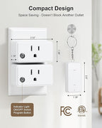 TREEWELL Remote Control Outlet, 200FT Long Range Wireless Light Switch, Mini Electrical Outlet Plug, 15A/1875W High-Power for Lamps, Lights, Household Appliances, FCC & ETL Listed