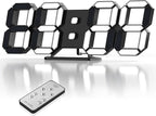 EDUP HOME 3D LED Clock Desk Alarm Clock Wall Clock with Remote Control, 9.7" LED Electronic Clocks, Snooze Model, Temperature, Night Light Auto/Custom Brightness