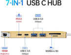 USB C Hub HDMI Adapter for MacBook Pro/Air, 7 in 1 USBC Dongle with HDMI, SD/TF Card Reader, USB C Data Port,100W PD, and 2 USB 3.0 Compatible for MacBook Pro/Air, Dell XPS, Lenovo Thinkpad.