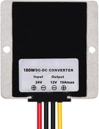 MGGi DC Converter Regulator DC 24V Step Down DC 12V 15A 180W, Waterproof Voltage Reducer, Adapter Converter Power Supply Module Buck Transformer, for Auto Car Truck Vehicle Boat Golf Cart, Forklifts