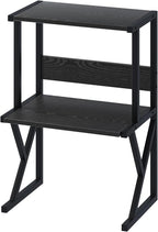 aboxoo Desktop Printer Stand with 3 Tier Wood Storage Shelves,Under Desk Printer Table,Multi-Purpose Home Office Desk Organizer for Fax Machine, Scanner (Black)