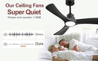 Gaizw 36 Ceiling Fans with Lights,Small Ceiling Fan with Light and Remote Control Reversible 3CCT Dimmable, Noiseless Ventilation Fan,Wooden 3 Blade Ceiling Fan for Bedroom Indoor Outdoor(Black Fan)
