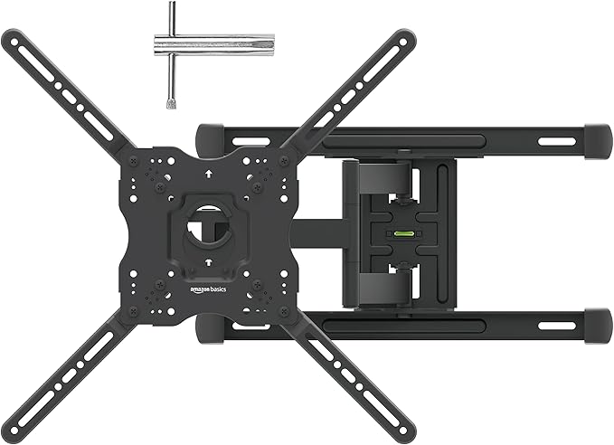 Amazon Basics Full Motion TV Wall Mount with Horizontal Post Installation Leveling for 32 to 86 inch TVs, Black