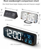 Abovsare Digital Clock for Bedroom, Clocks for Living Room Decor, Desk Table Clock, Alarm Clock Large Display with Date Week Temperature, Automatic Brightness Dimmer, Smart Cool Modern (Black Blue)