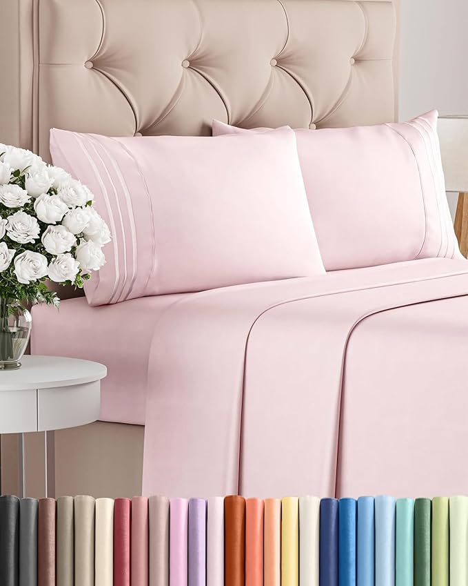 Queen Size 4 Piece Sheet Set - Comfy Breathable & Cooling Bed Sheets Set - Hotel Luxury Bedding for Women, Men, Kids, Teens, Boys & Girls - Deep Pockets, Soft, Wrinkle Free - Oeko-Tex - Lavender Pink